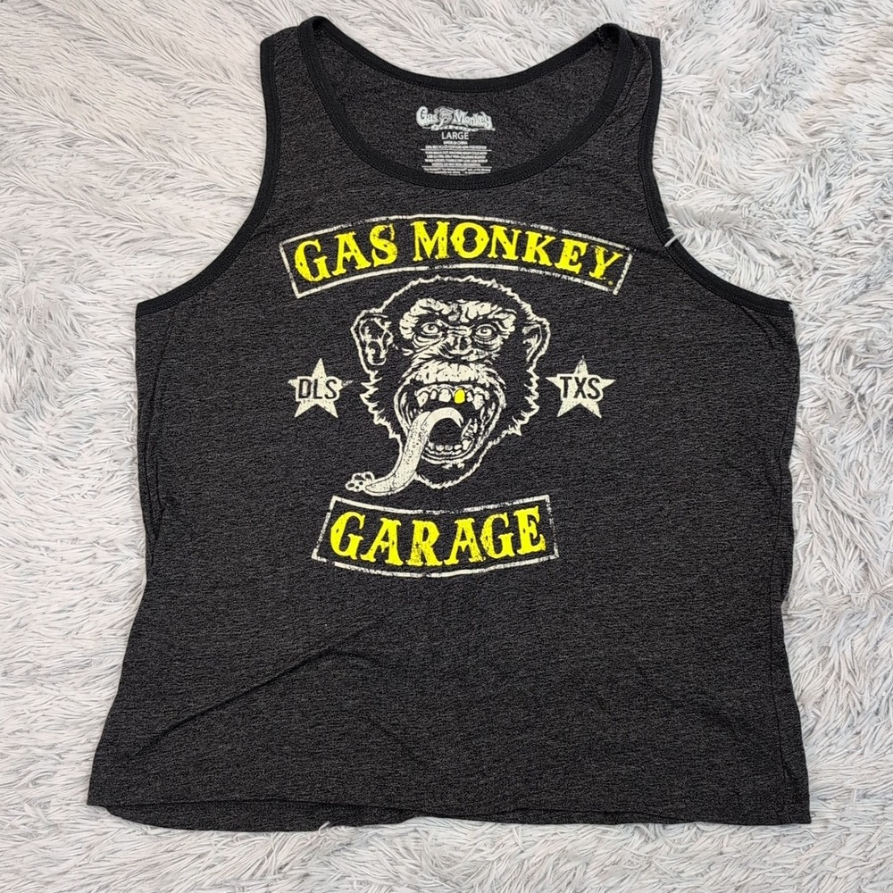 Gas Monkey Garage Shirt Womens‎ L Gray Tank Top Athletic Soft Stretch Grunge